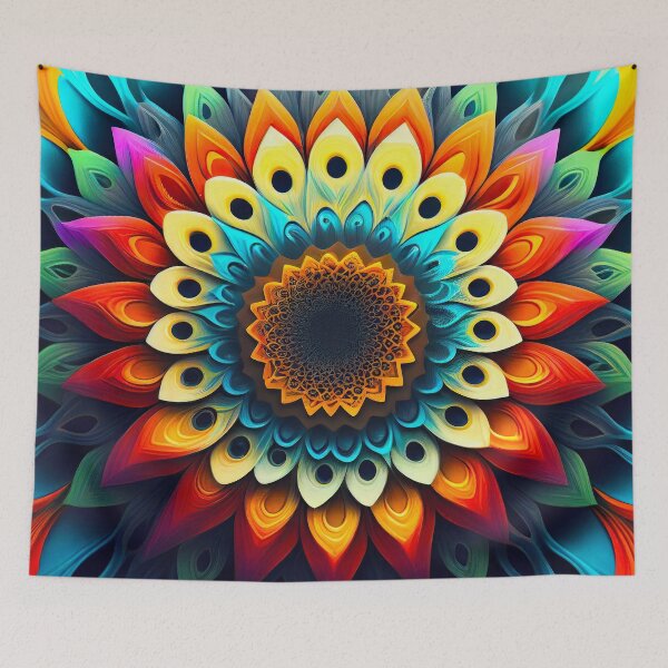 Item preview, Boho Flower Mandala in Rainbow Colours designed and sold by AdamesArtStudio.