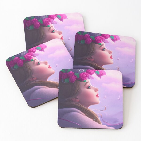 Item preview, Young alien woman with flowers in hair and green eyes designed and sold by Girly-Universe.