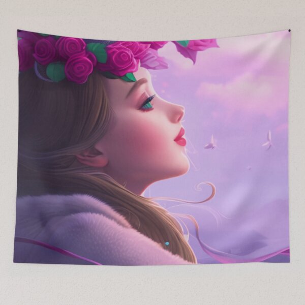 Item preview, Young alien woman with flowers in hair and green eyes designed and sold by Girly-Universe.