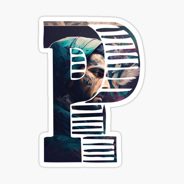 Arabic Collage-Style P Letter Design - Unique and Bold Sticker