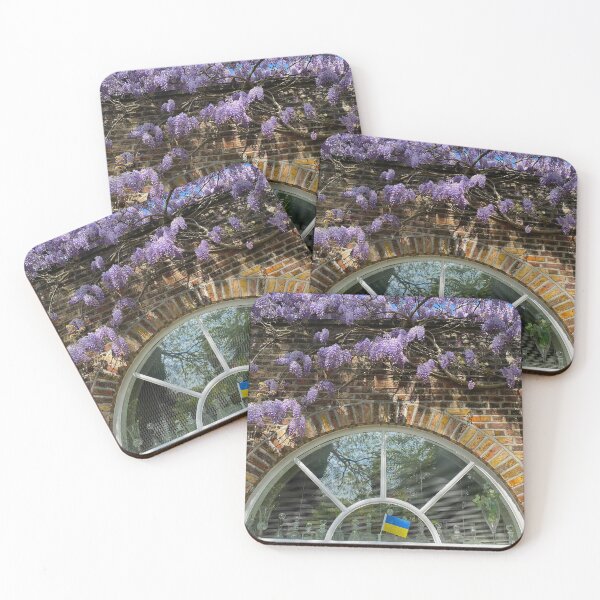 Item preview, Wisteria growing over a window with a small Ukrainian Flag designed and sold by Paddyb17.