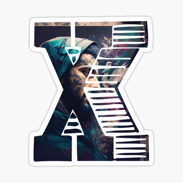 Striking X Letter Design Inspired by Arabic Collage Art Sticker
