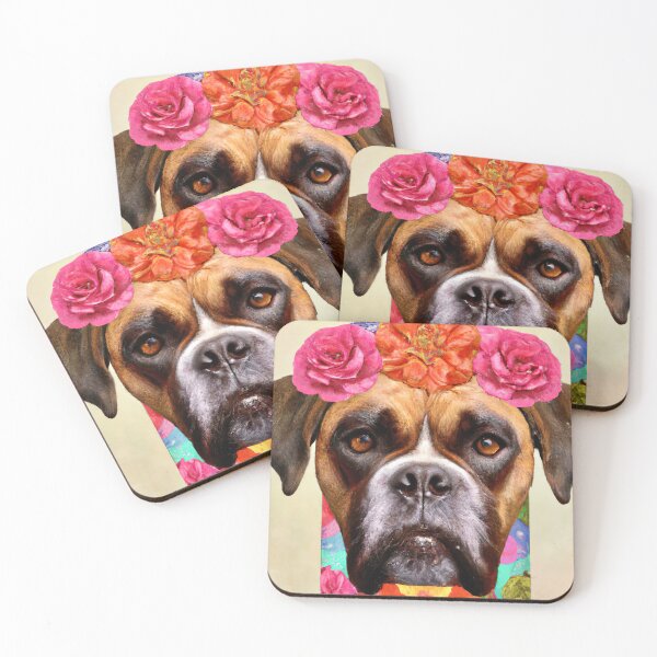 Item preview, Boxer Cute Romantic Frida Kahlo Inspired Canvas Art designed and sold by unitydesigneu.
