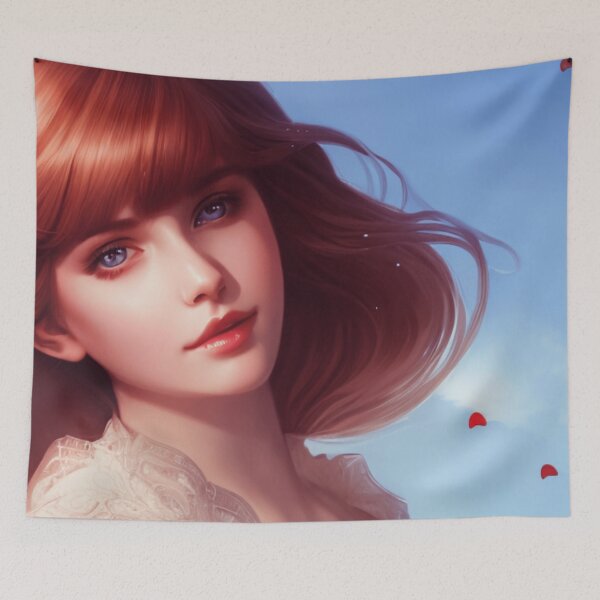 Item preview, Young woman with blue eyes and blue sky designed and sold by Girly-Universe.