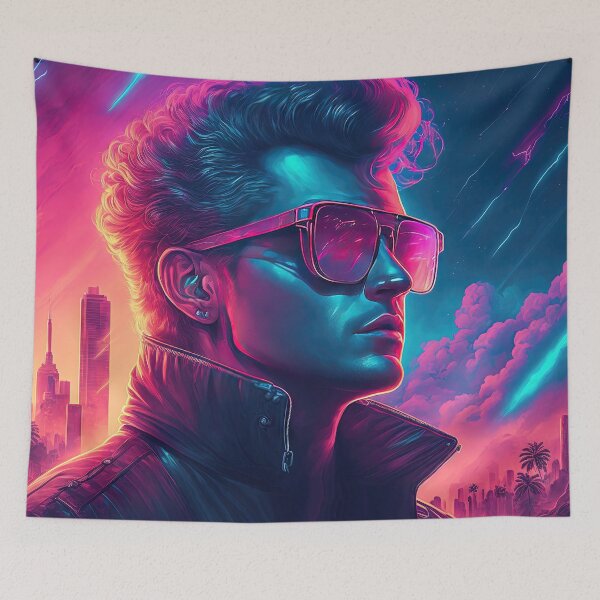 Item preview, Synthwave Savior: The Illuminated Icon designed and sold by Mullet Monkey.