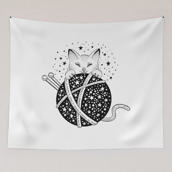 Item preview, funny and cute cat with a ball of wool designed and sold by koki4you.