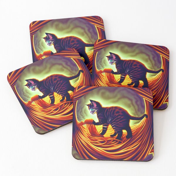 Item preview, FUNNY PAINTING ILLUSTRATION OF A KITTEN HAUNTED BY SPAGHETTI EATS SPAGHETTI designed and sold by Ralek.