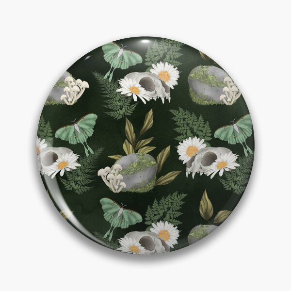 Item preview, Green Witch - Mossy Stones, ferns, luna moths, skulls and flowers Perfect spooky witchy design designed and sold by ThriceRound.