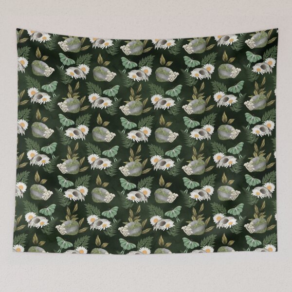 Item preview, Green Witch - Mossy Stones, ferns, luna moths, skulls and flowers Perfect spooky witchy design designed and sold by ThriceRound.