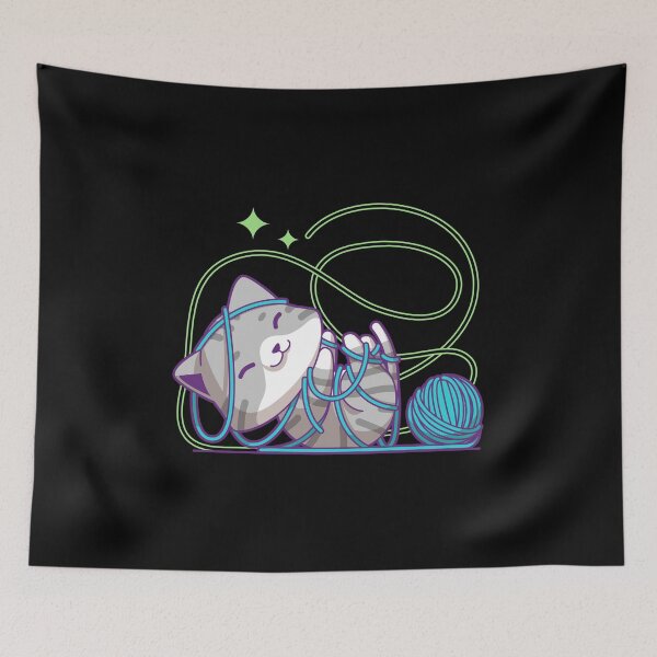 Item preview, funny and cute cat with a ball of wool designed and sold by koki4you.
