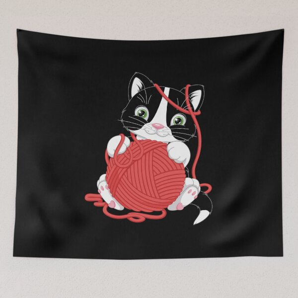 Item preview, funny and cute cat with a ball of wool designed and sold by koki4you.