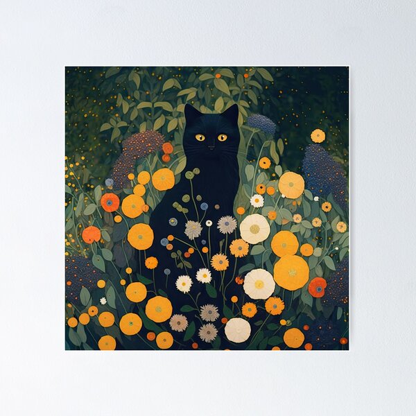 Item preview, Klimt Kitty in the Flower Garden designed and sold by curiouswonder.