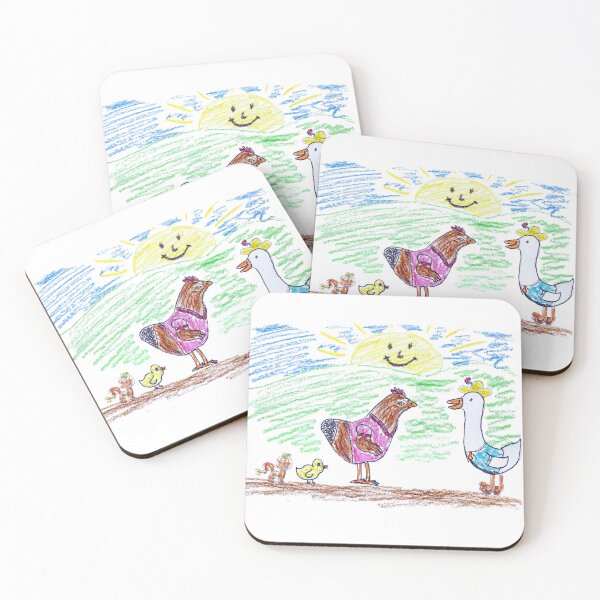 Item preview, Hen and goose with chick and cat designed and sold by MadeBySicilian.