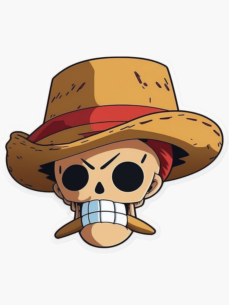 One Piece Luffy Straw Hat Pirate Skull Sticker