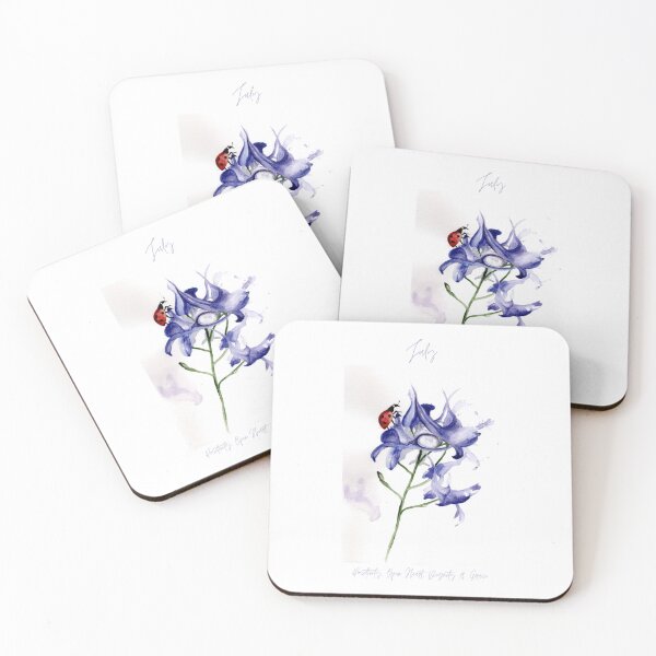 Item preview, July Birth Month Larkspur Flower Watercolor  designed and sold by Dearmoonstudio.