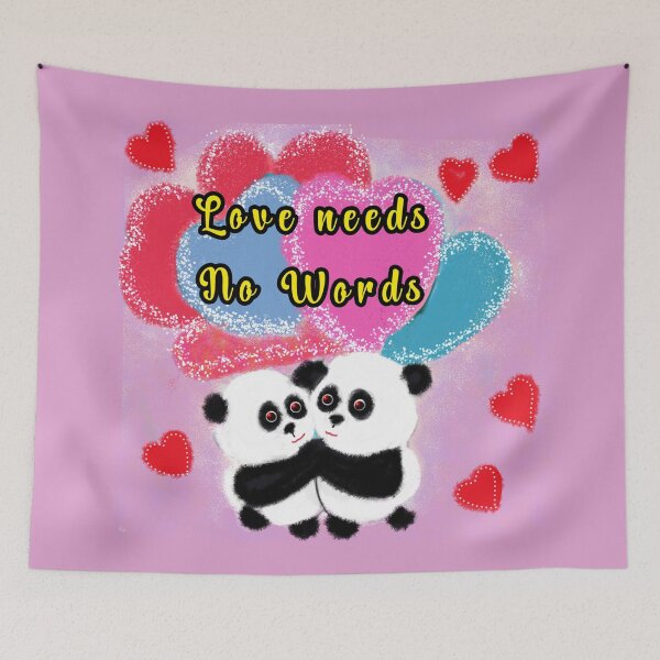 Artikelvorschau, Liebe braucht keine Worte – Zwei niedliche Pandas Herz / Herzballons Valentinstag Panda, Herzdrucke entworfen und verkauft von ShreecreatE.