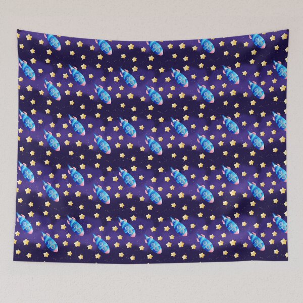 Item preview, Blue Space Rocket pattern designed and sold by UnicornParty.