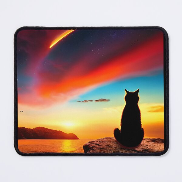 Item preview, Cat Watching Sunset Scene designed and sold by kubix81.