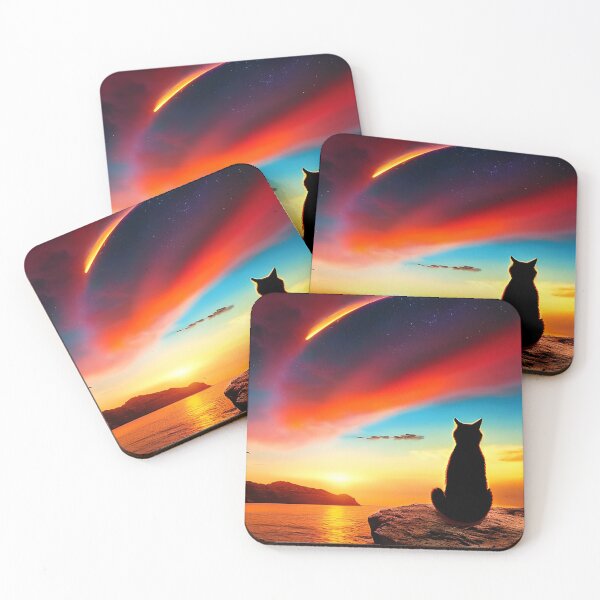 Item preview, Cat Watching Sunset Scene designed and sold by kubix81.