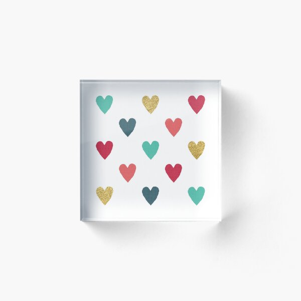 Colorful Mini Hearts Acrylic Block