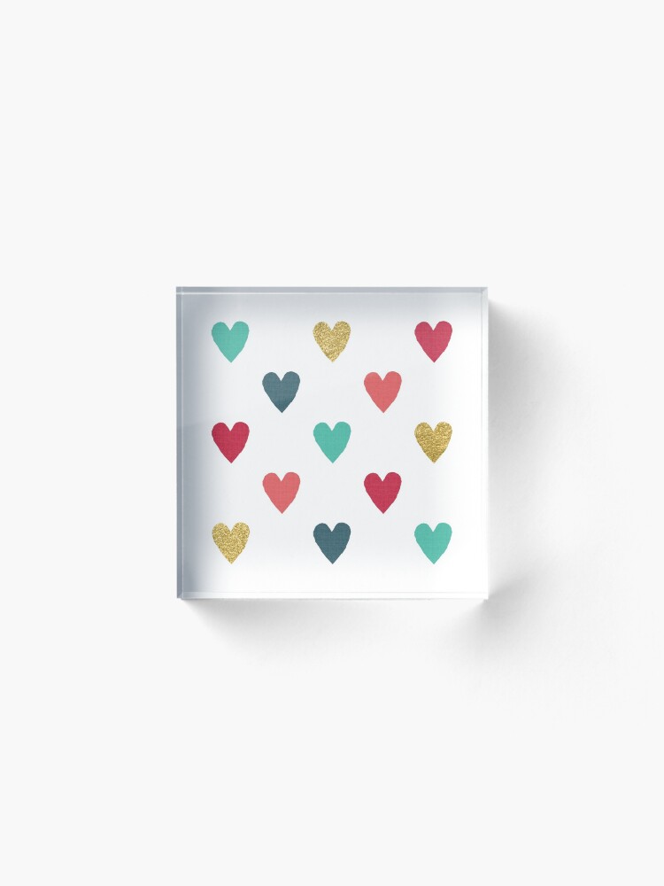 Alternate view of Colorful Mini Hearts Acrylic Block