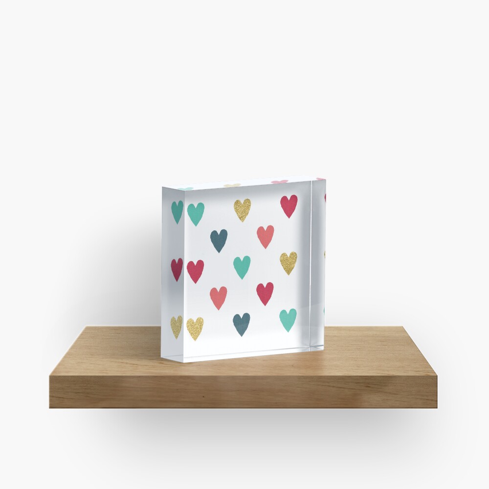 Colorful Mini Hearts Acrylic Block