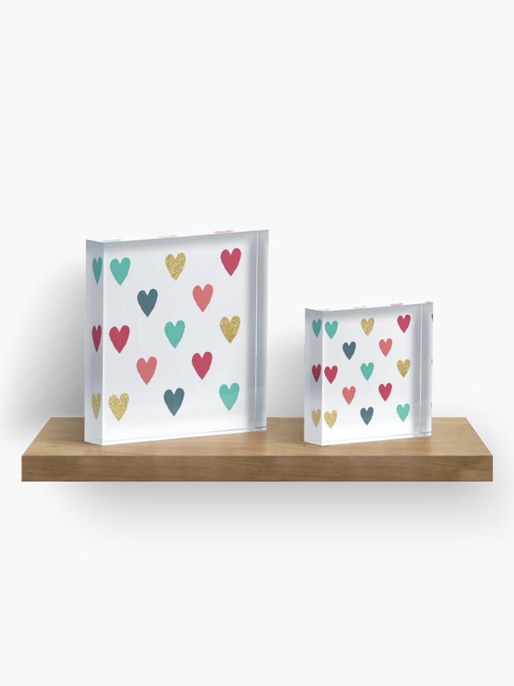 Alternate view of Colorful Mini Hearts Acrylic Block