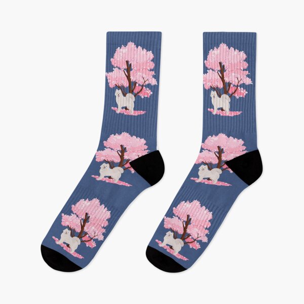 Item preview, Samoyed Dog with Spring Sakura Tree designed and sold by SeasonalDogs.