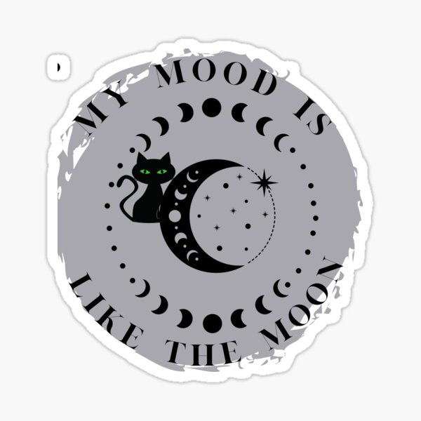 Black cat icon and moon phase' Sticker