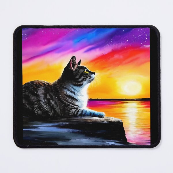 Item preview, Cat Watching Sunset Scene designed and sold by kubix81.