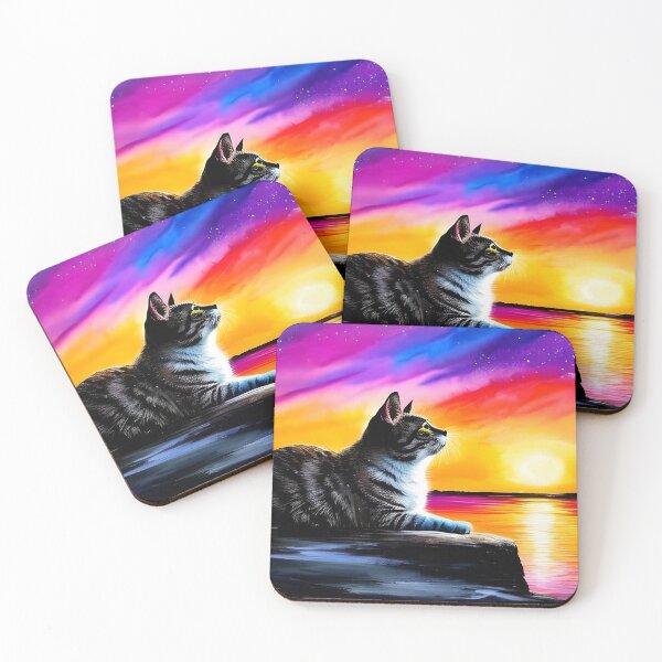 Item preview, Cat Watching Sunset Scene designed and sold by kubix81.