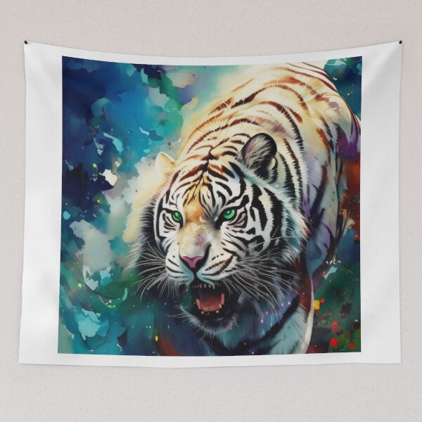 Item preview, Solitary White Tiger | Rare Bengal Tiger | Endangered Predator designed and sold by Verdant Rose Studio.