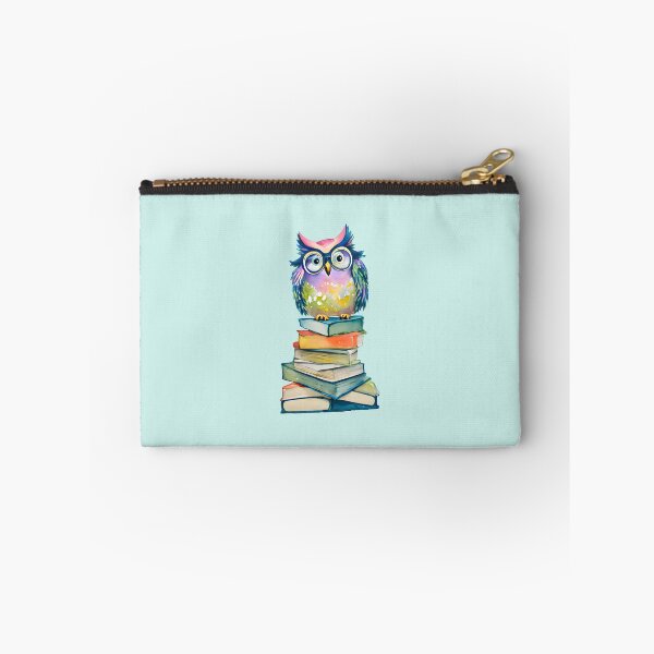 Item preview, Colorful Whimsical Owl with Glasses and Books - Pastel Owl Watercolor Art designed and sold by Cawaiico.