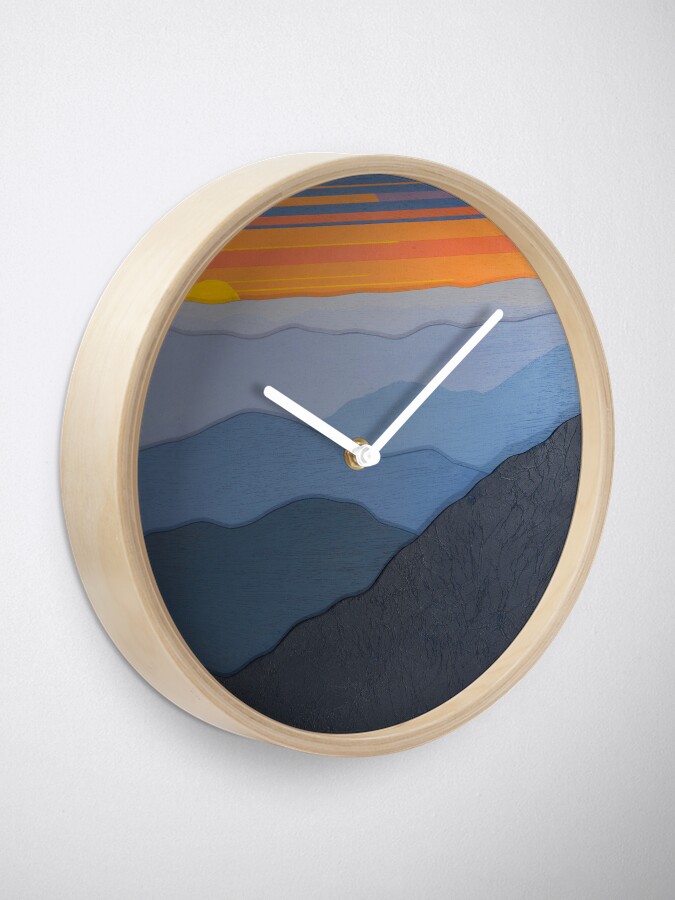 Alternate view of Modern Blue Ridge Parkway Sunset #102 Clock