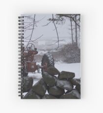 Snow on a Old Red Tractor Spiral Notebook