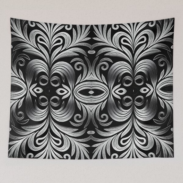Item preview, Luxurious Filigree Fern 3D Print - Silver and Black Designer Pattern for a Modern Classic Glam Home designed and sold by thearttist.