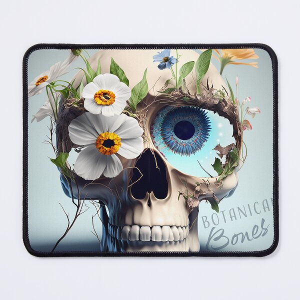 Item preview, Cute Floral Skull with Big Blue Eye a Botanical Bones designed and sold by FishHuntLife.