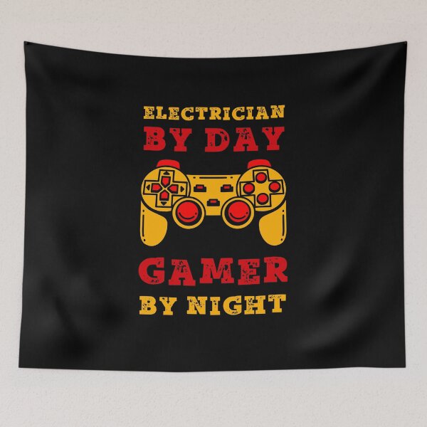 Item preview, Electrician By Day Gamer By Night designed and sold by SamuraiGaming.