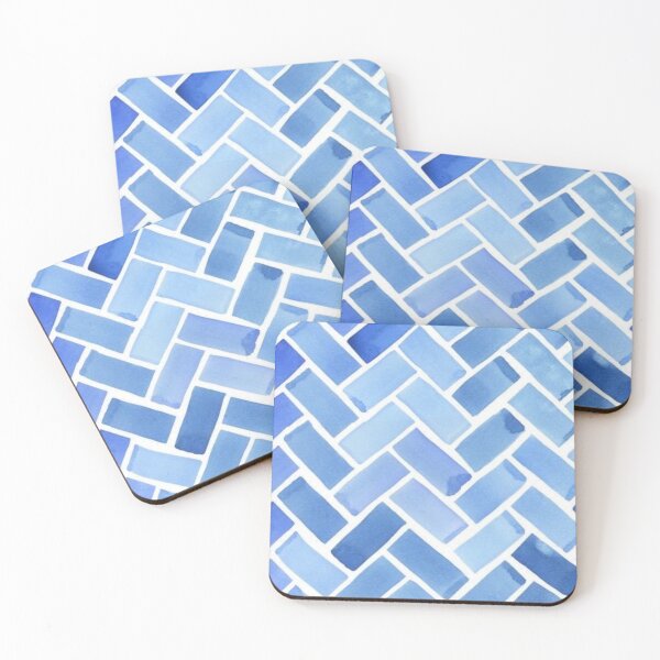 Item preview, Blue and white Brick Wall designed and sold by ZedColors.