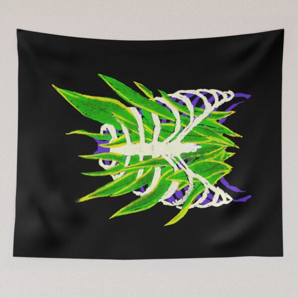 Item preview, Snake plant in human rib cage on black background designed and sold by Theokotos.