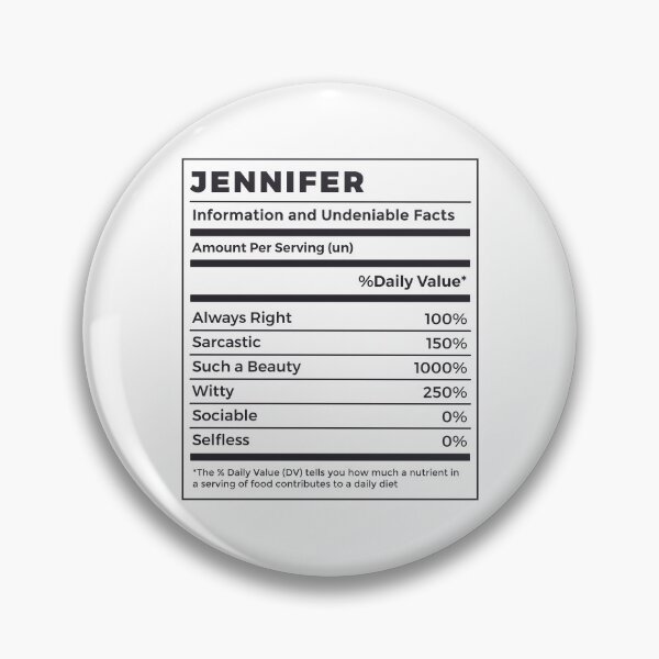 Item preview, Funny Jennifer Name Nutrition Facts designed and sold by MrEddie10.