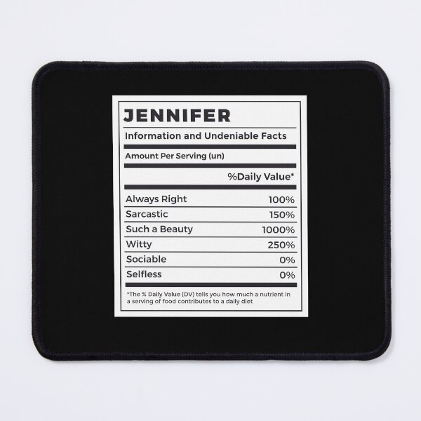 Item preview, Funny Jennifer Name Nutrition Facts designed and sold by MrEddie10.