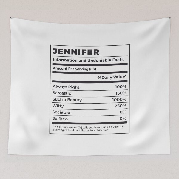 Item preview, Funny Jennifer Name Nutrition Facts designed and sold by MrEddie10.