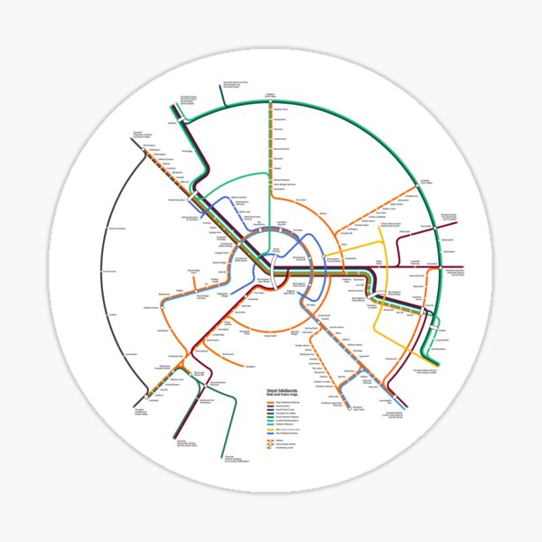 Aperçu de l'œuvre Carte des tramways et des trains des West Midlands - Circulaire créée et vendue par shirtsmith.