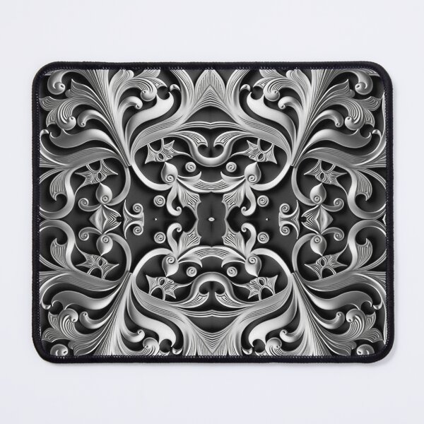 Item preview, Luxurious Filigree Fern 3D Print - Silver and Black Designer Pattern for a Modern Classic Glam Home II designed and sold by thearttist.