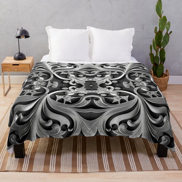 Item preview, Luxurious Filigree Fern 3D Print - Silver and Black Designer Pattern for a Modern Classic Glam Home II designed and sold by thearttist.