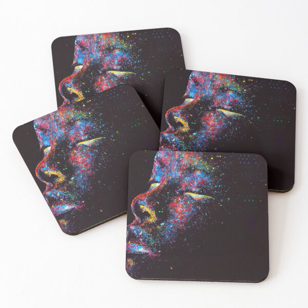 Item preview,  profile of a woman with closed eyes made up of millions of splashes of colour designed and sold by Ladidia.