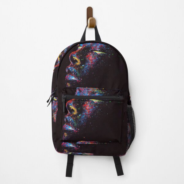 Item preview, profile of a woman with closed eyes made up of millions of splashes of colour designed and sold by Ladidia.