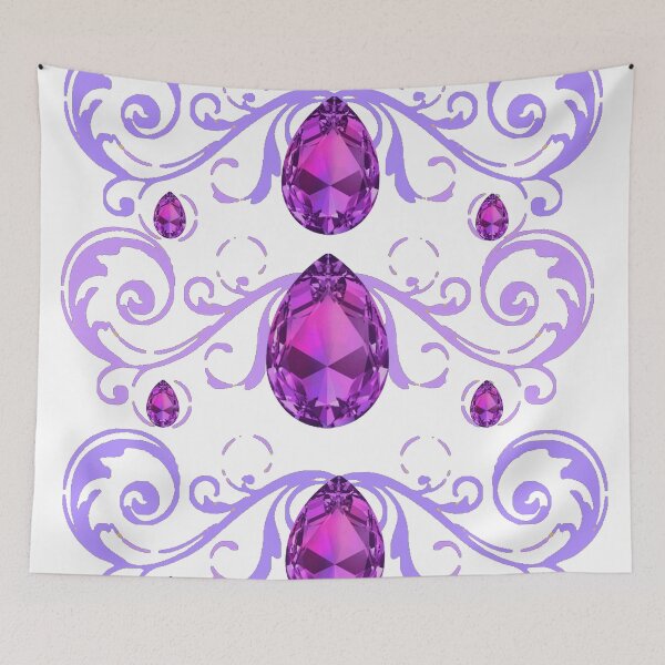 Item preview, PURPLE AMETHYST FEBRUARY BIRTHSTONE GEMS LILAC-WHITE ART SCROLLS designed and sold by sharlesart.