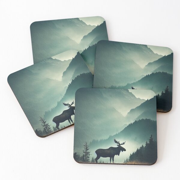 Item preview, Moose in a field of mountains designed and sold by boltjesdesign.